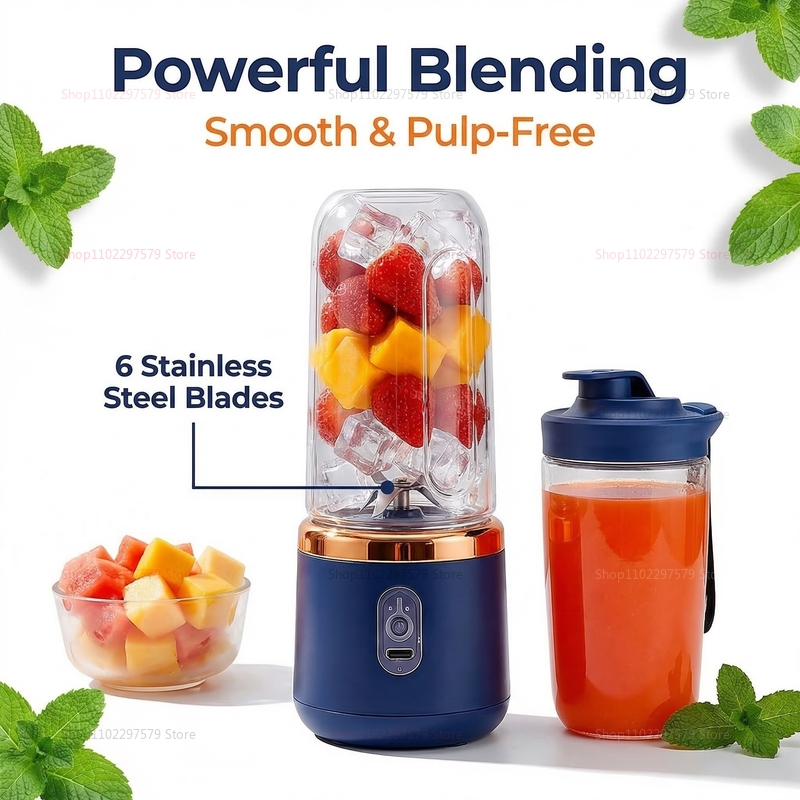 Portable Blender Usb Rechargeable - Portable Juicer Cup 6 Blade Blender