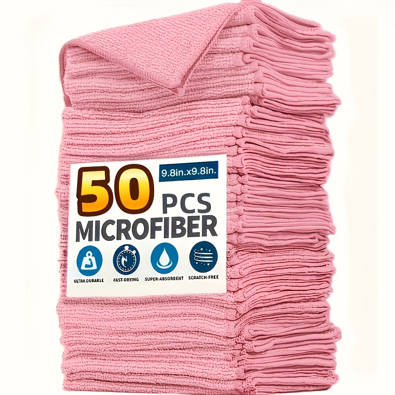 Kitchen Appliances - 1-50Pcs Light Pink Microfiber Kitchen Towels